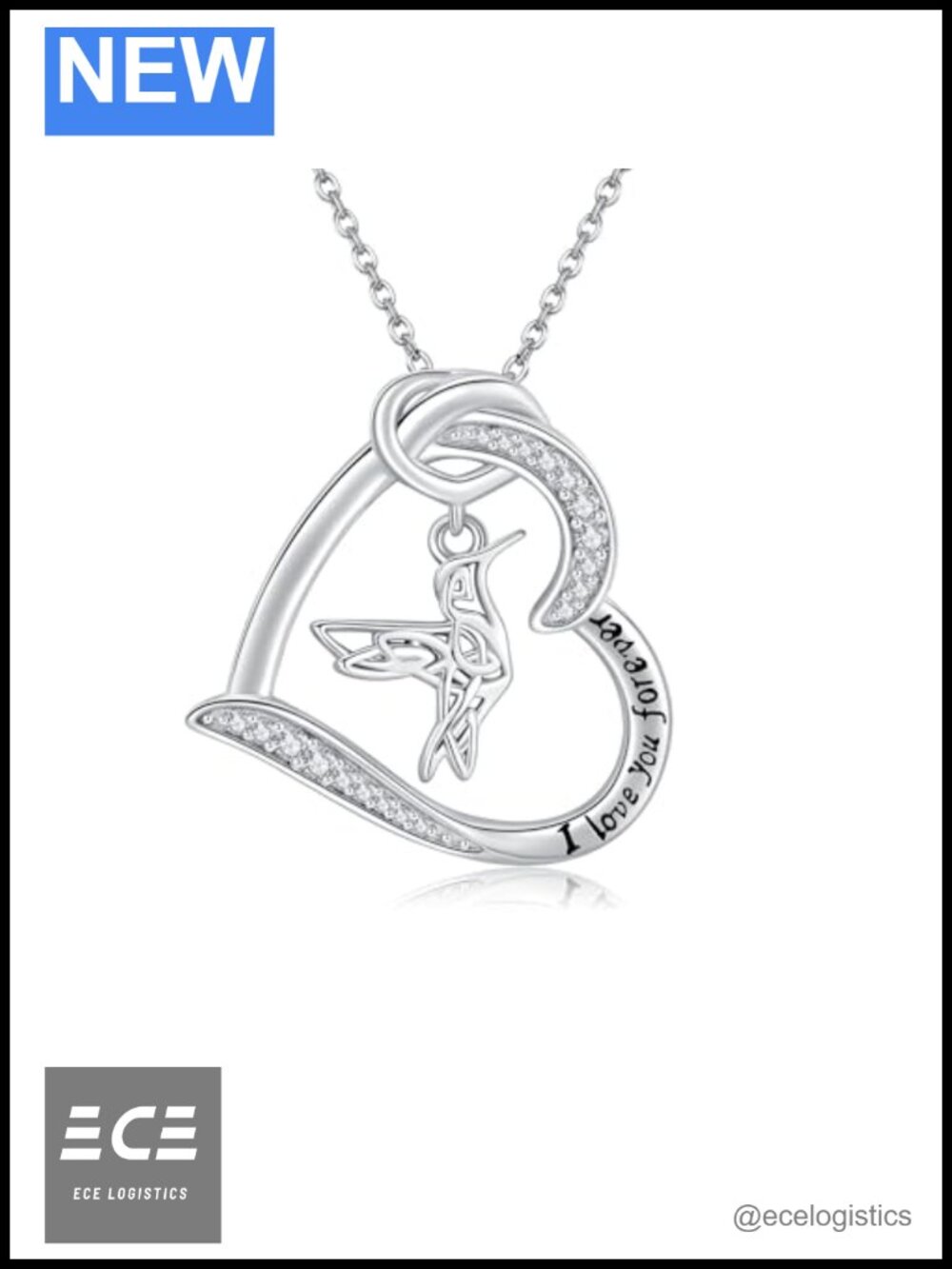 S925 Sterling Silver Hummingbird Celtic Knot Pendant Necklace 18in